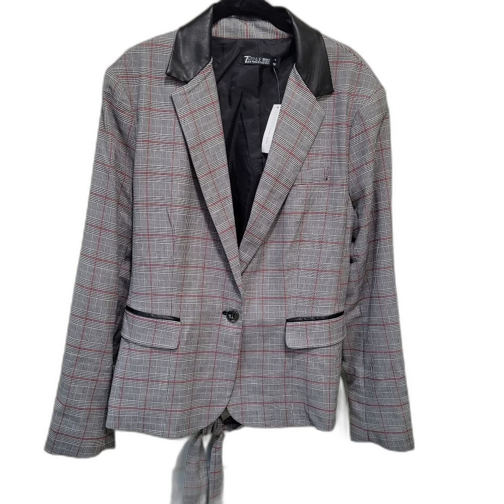 LINED Blazer with Vegan Leather Accents - Size 18